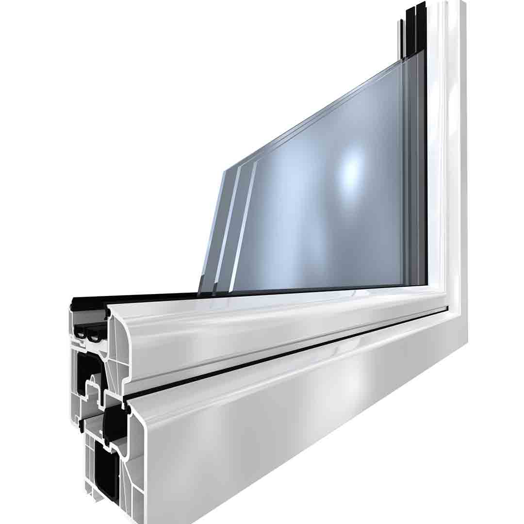 close up rendering of triple pane glass