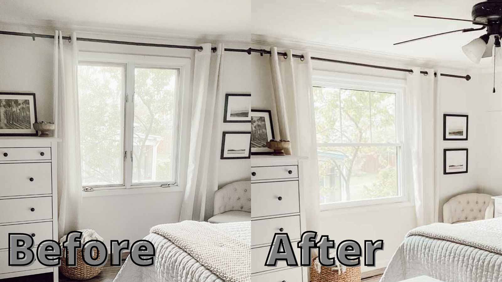 Before and after of a replaced window
