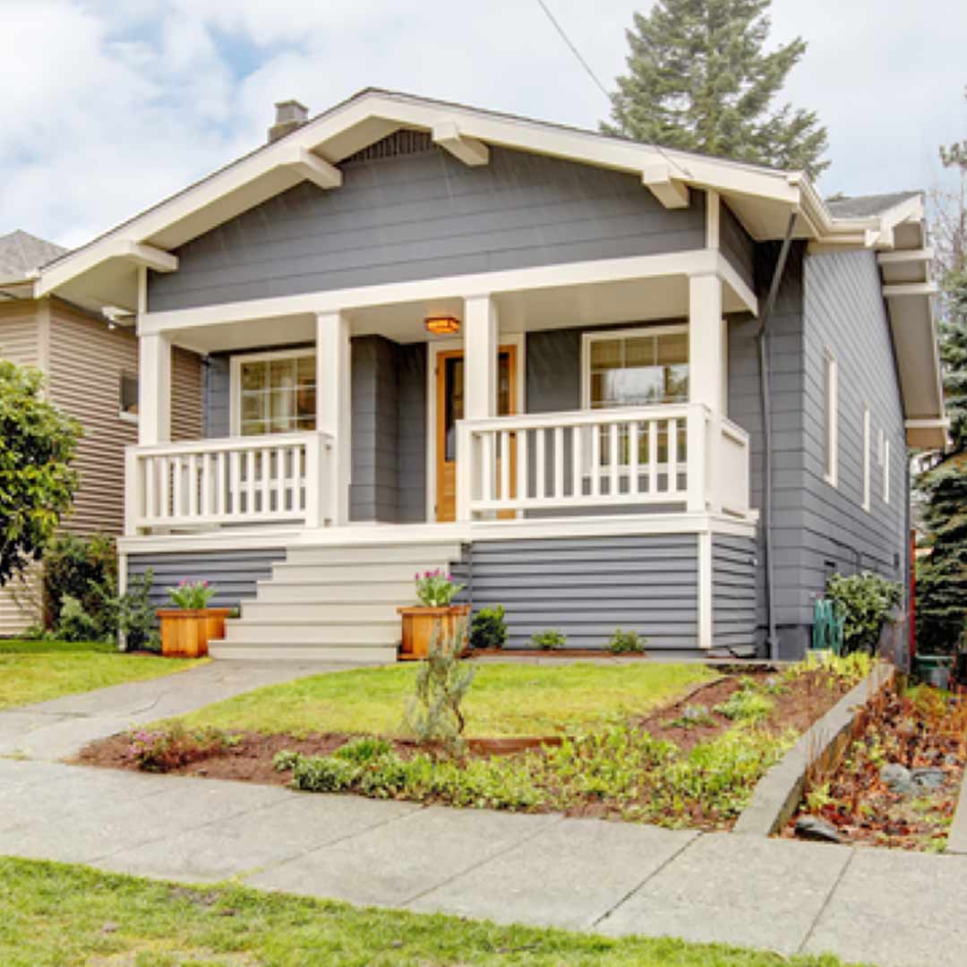 house with blue siding