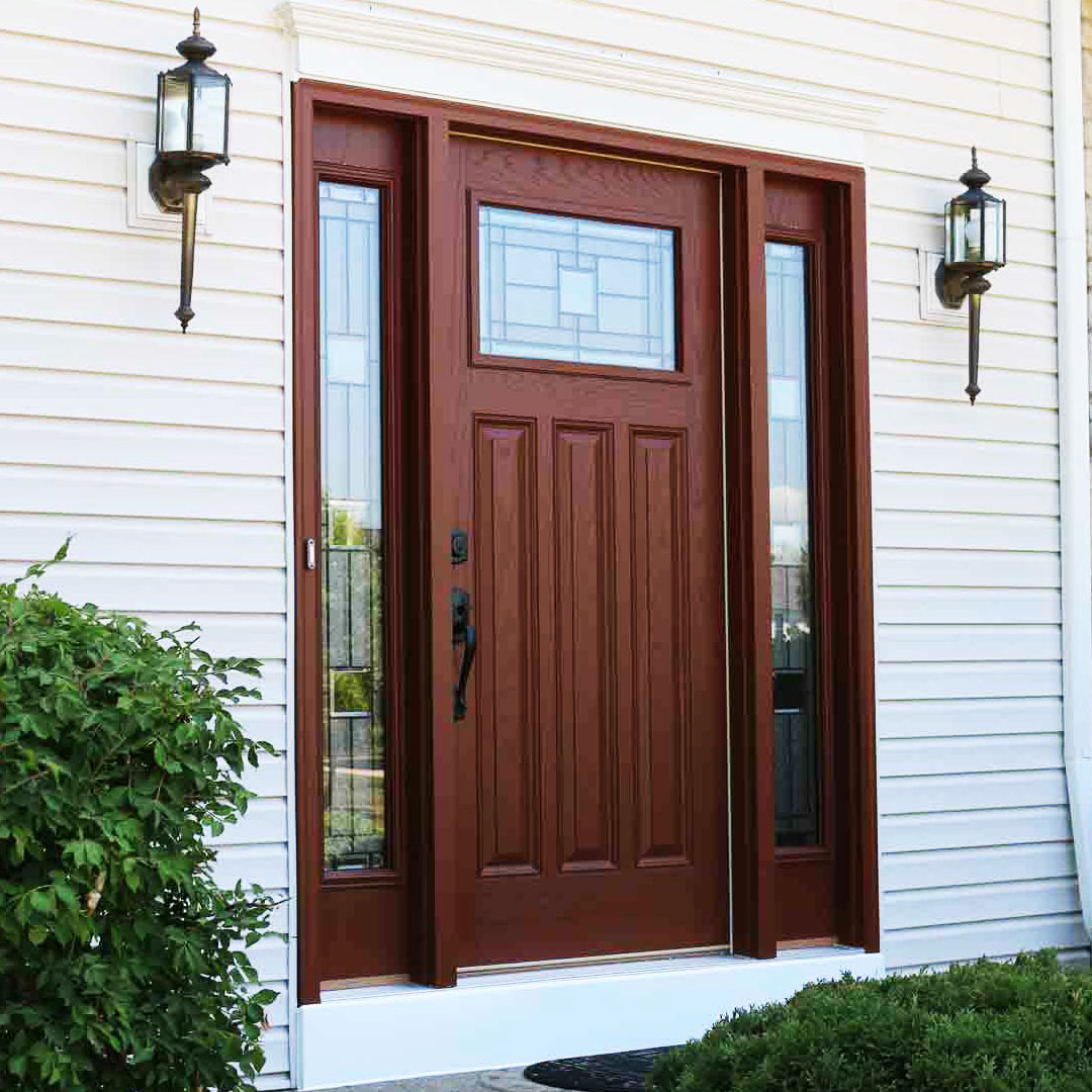 brown vinyl front entry door