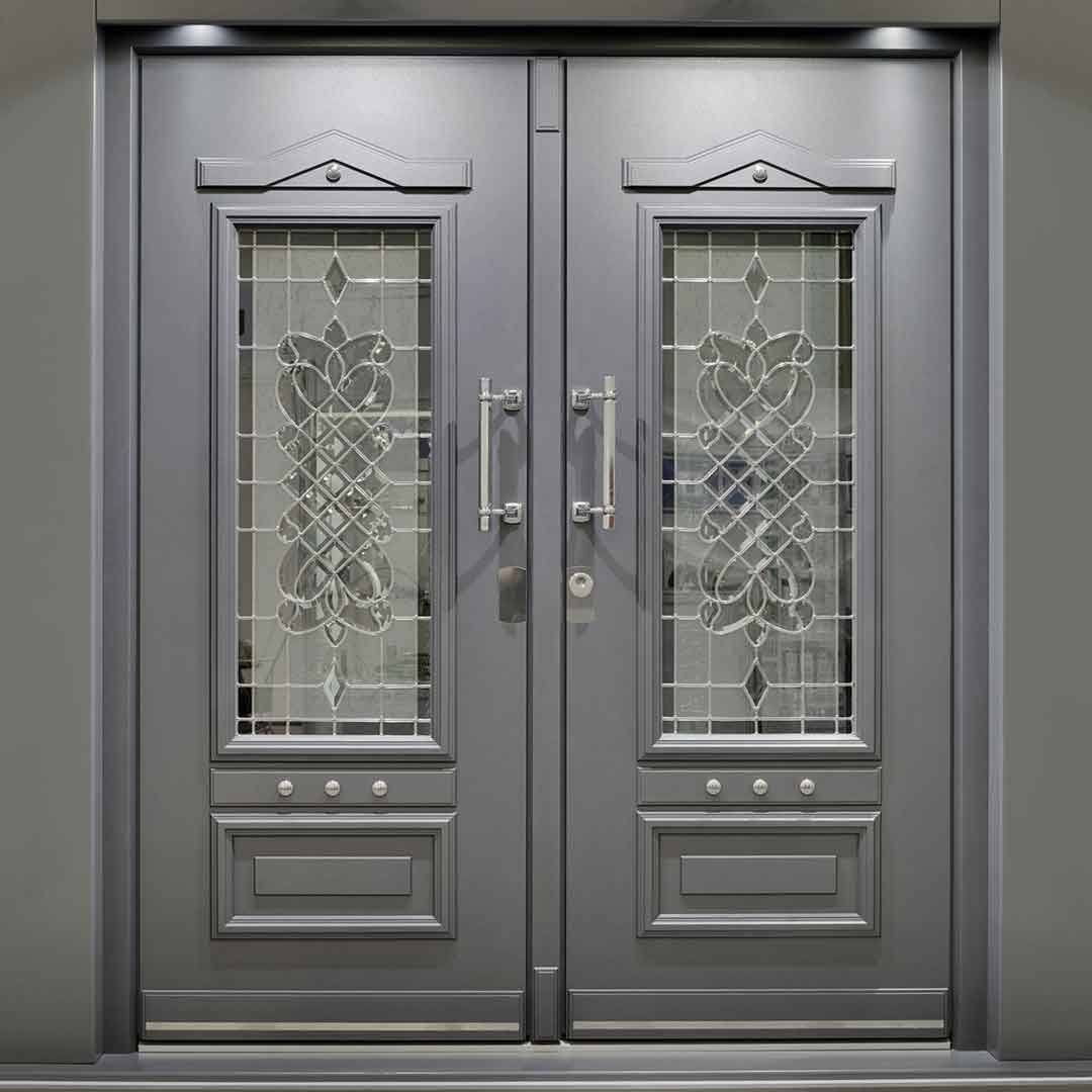 ornate steel door grey