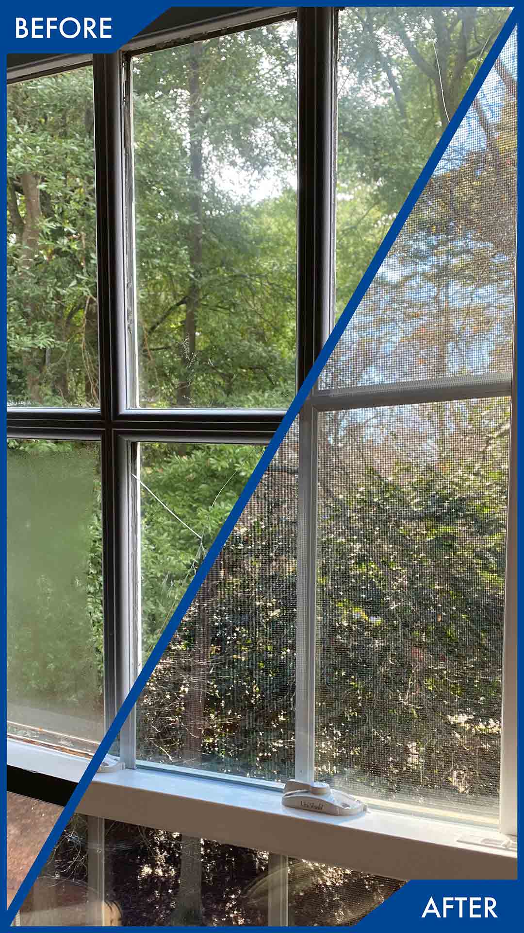 A comparison of a window before and after replacement