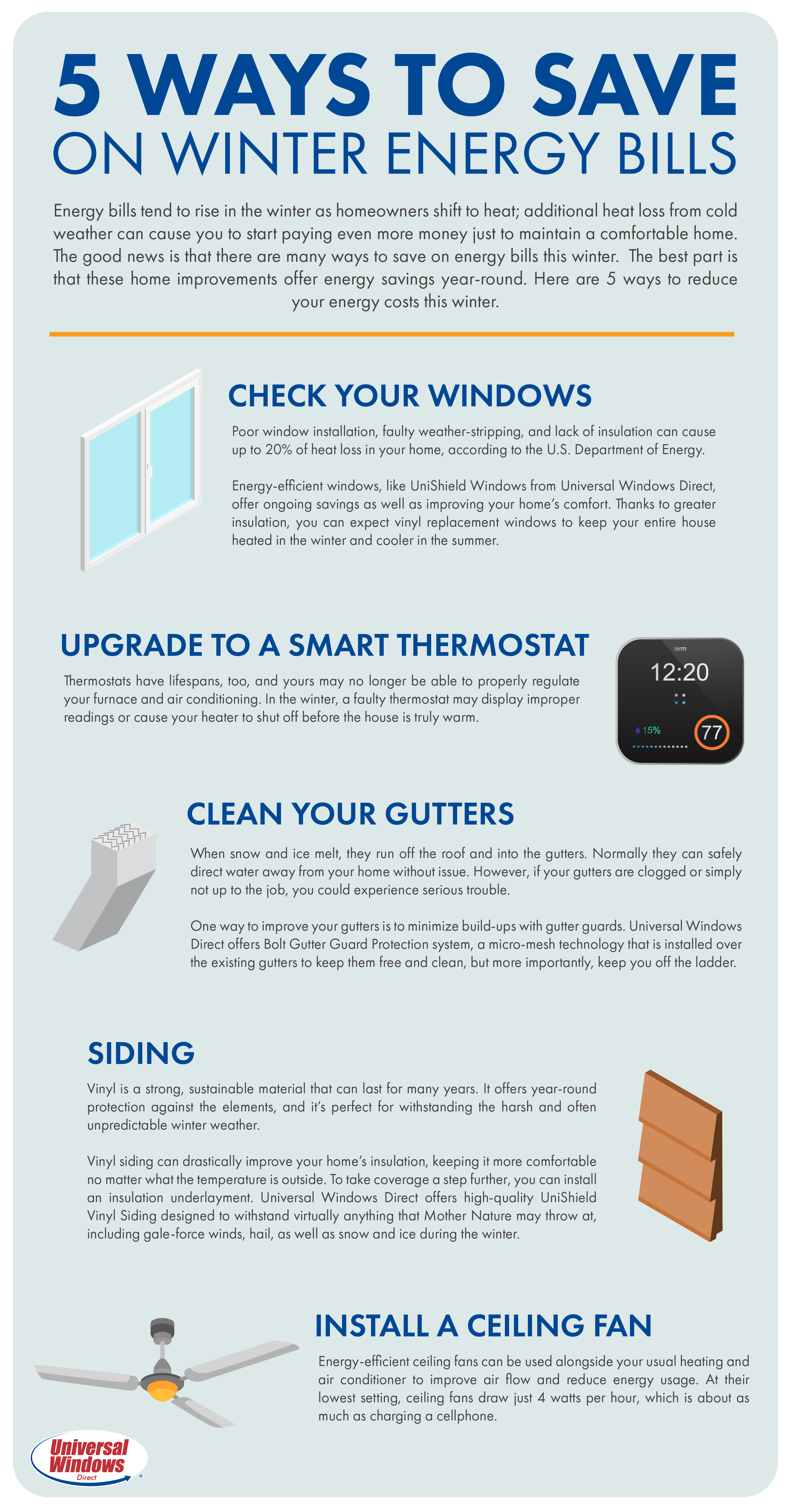 Infographic about window energy efficiency in the winter