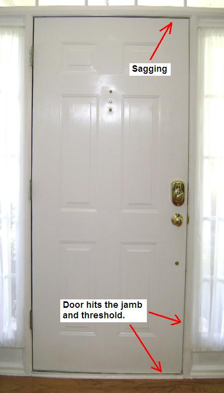 Photo of Front Door Sagging. Photo courtesy of the handymanhowto.com