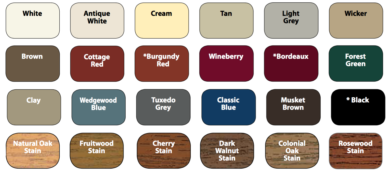 Available entry door colors