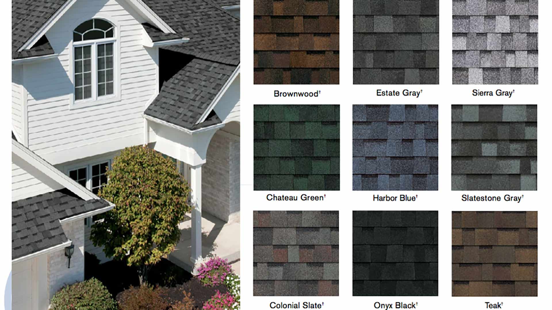 various colors of roofing shingles